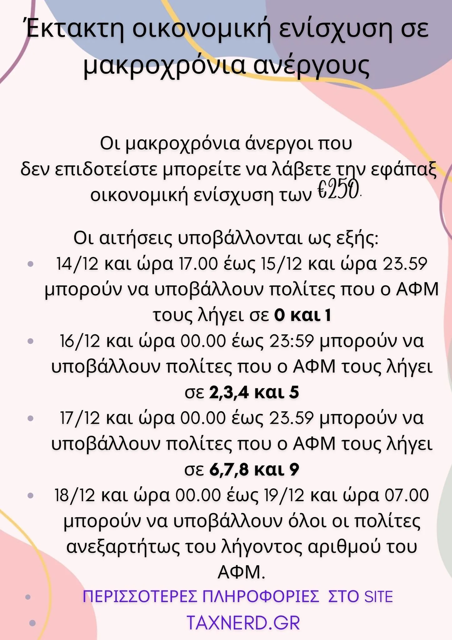 Έκτακτη οικονομική ενίσχυση σε μακροχρόνια ανέργους